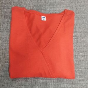 NWT Coral/Orange Old Navy V-Neck Faux Wrap Shirt Size L